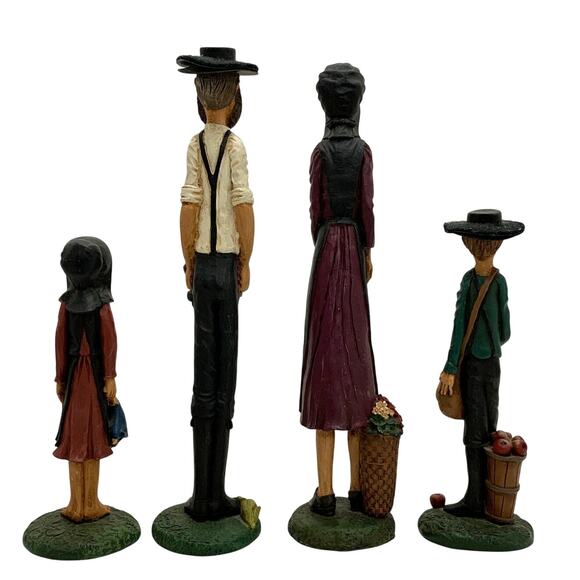 Jim Shore Amish Family Resin Figurines Farming Primitive Rustic Set of 4 1992 - Picture 4 of 16